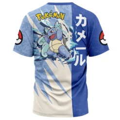 Deals Togberry Store -Deals Togberry Store Wartortle Attack Pokemon T Shirt 3D BACK Mockup